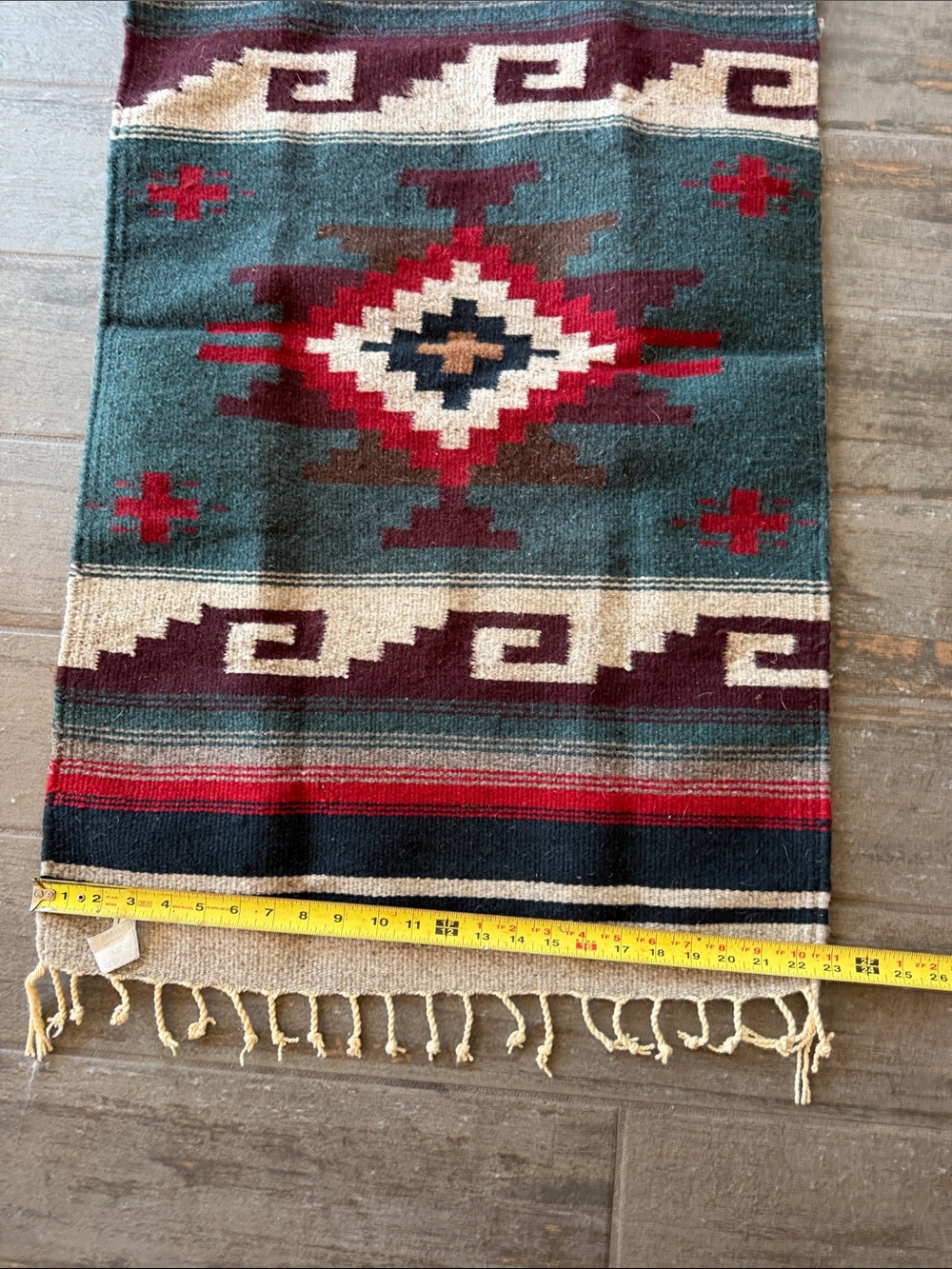Vintage Mexican woven 100% wool Serape rug - Picture 3 of 5